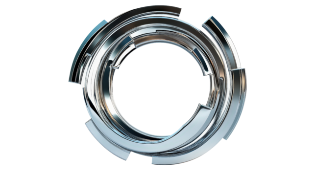 Circular trademark emblem with futuristic lines, Transparent background, PNG file