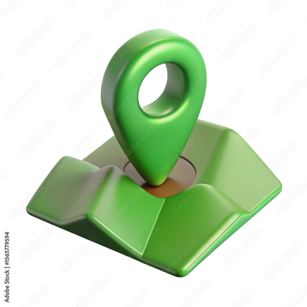Fototapete 3d rendered green location marker pin symbolizing navigation and guidance on black background