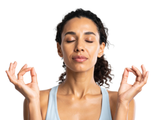Woman Practicing Deep Breathing – Calm Lifestyle Transparent Background PNG