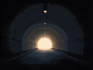 Obraz premium An inviting tunnel leads towards a radiant source of light. the image conveys a sense of hope and anticipation.