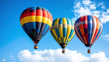 Obraz premium Colorful Hot Air Balloons Soaring Through a Vivid Blue Sky