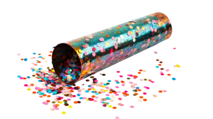 Carnival confetti popper open, Transparent background, PNG file