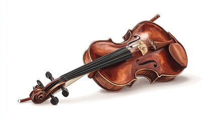 Obraz premium Isolated violin lying on a plain background is ideal for sheet music or classical design