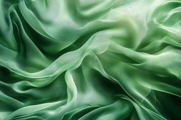Obraz premium An abstract design of green silk waves, creating a mesmerizing visual aesthetic