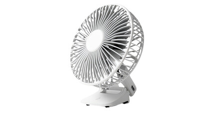 Clip-on desk fan USB powered, Transparent background, PNG file