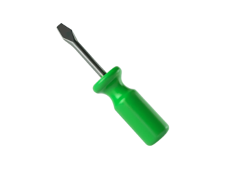 Red handle steel phillips head screwdriver, a common metal repair tool, isolated on a white background