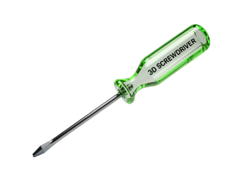 Close-up of an isolated metal screwdriver and screw on a white background, essential tools for home repair and construction work