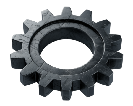 Isolated 3D metal gears on a white background, symbolizing industry, engineering, and mechanical teamwork