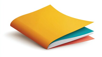 Stack of layered documents Yellow, blue, and red sheets with white paper in between.