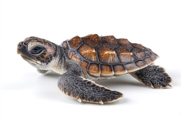 Realistic model of a sea turtle on a white background, showcasing intricate details and textures