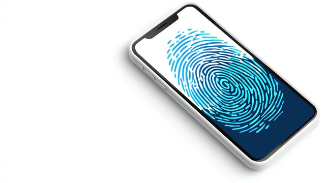 and keywords based on the image, avoiding specific brands and logos

 Fingerprint scanning on a modern smartphone; biometrics security authentication method