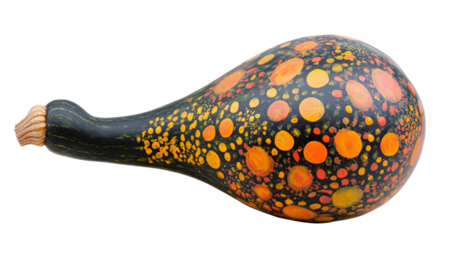 Decorative gourd with hand painting, Transparent background, PNG file