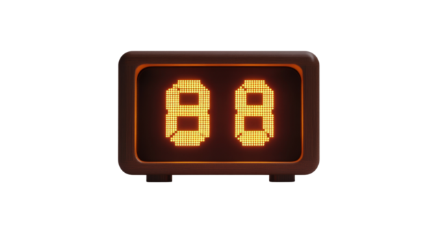 Desk clock digital LED, Transparent background, PNG file