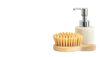 Dishwashing brush with soap dispenser Transparent background, PNG file