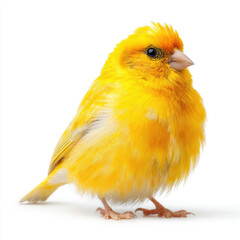 Bright yellow canary perched gracefully, showcasing its vibrant feathers against a plain backdrop