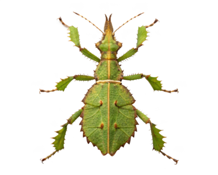 Female spiny leaf insect on a transparent background