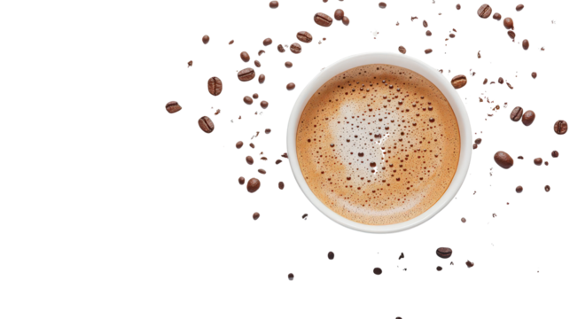 Cup of freshly brewed coffee Transparent background, PNG file