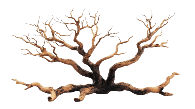 Dead tree with no leaves, Transparent background, PNG file