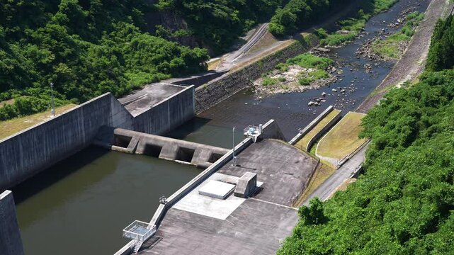 Shimane,Japan - June 28, 2025: Obara Dam at Shimane, Japan
