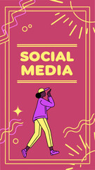 Modern Neon Video Template for Social Media with Text Area and Face Placeholder