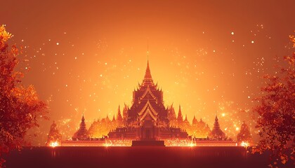 Thai End of Buddhist Lent Festival Background Celebration
