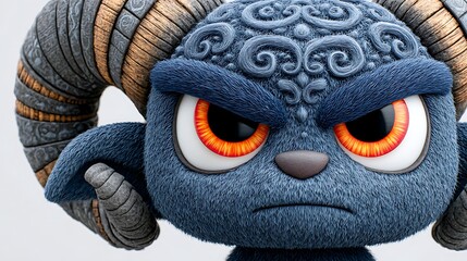 Cool Anime Demon Figure with Horns and Expressive Googly Eyes