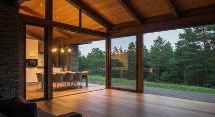 Contemporary cozy retreat with panoramic views of nature in a tranquil setting