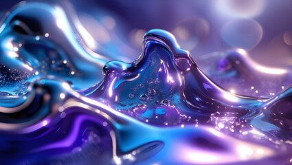 Dreamy Violet and Blue Abstract Silk Flow, Generative Ai