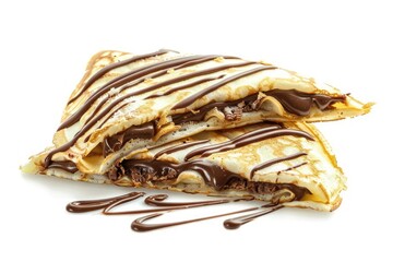 Vibrant Color Visual of Nutella Crepes, White Background, Isolated Image, Generative Ai