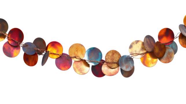 Festive garland of metallic circles, Transparent background, PNG file