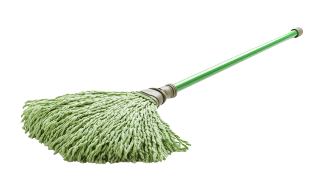 Floor mop with telescopic handle Transparent background, PNG file