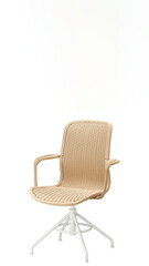 Comfortable woven chair with a sturdy white base for modern office or stylish home decor.