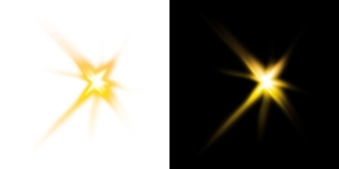 Orange glowing star light with transparent and black background
