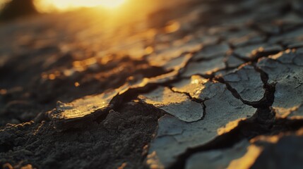 Sunset over Cracked Earth: A Glimpse into Drought