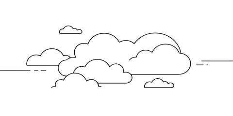 Simple and clean vector illustration of cloud outlines in a modern flat style