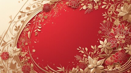 A vibrant Chinese New Year celebration background featuring auspicious red and gold colours and intricate traditional paper-cutting art, symbolising prosperity and good fortune.