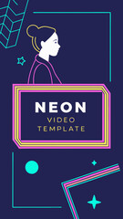 Modern Neon Video Template for Social Media with Text Area and Face Placeholder
