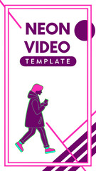 Modern Neon Video Template for Social Media with Text Area and Face Placeholder
