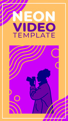Modern Neon Video Template for Social Media with Text Area and Face Placeholder