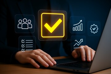 Business progress check list icons technology