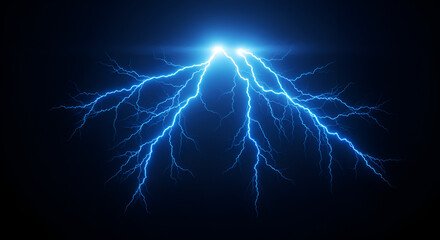 Electric blue lightning strikes on a dark background creating a dramatic effect