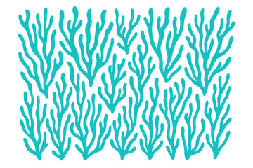 Turquoise coral reef glowing with marine life, floating against transparent backdrop