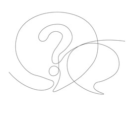 question mark continuous line drawing.minimalist chat bubble style thin line illustration. vector illustration, white background