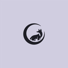 Jackal and moon logo in clean and mystical silhouette design.