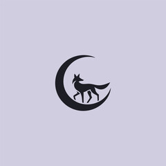 Obraz premium Jackal and moon logo in clean and mystical silhouette design.