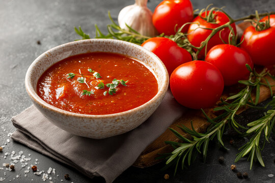A Bowl of Homemade Pasta Sauce with Fresh Tomatoes - Powered by Adobe