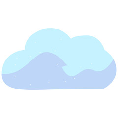 2D illustration of a soft blue cloud with gentle curves and small stars, suitable for night scenes, dreams, or peaceful themes.