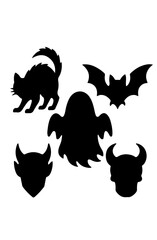 Set of 5 Scary Demon Icons Vector
