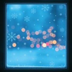 copy space for text background Christmas Frozen Window with Snowflake Patterns concept
