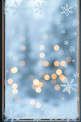 copy space for text background Christmas Frozen Window with Snowflake Patterns concept